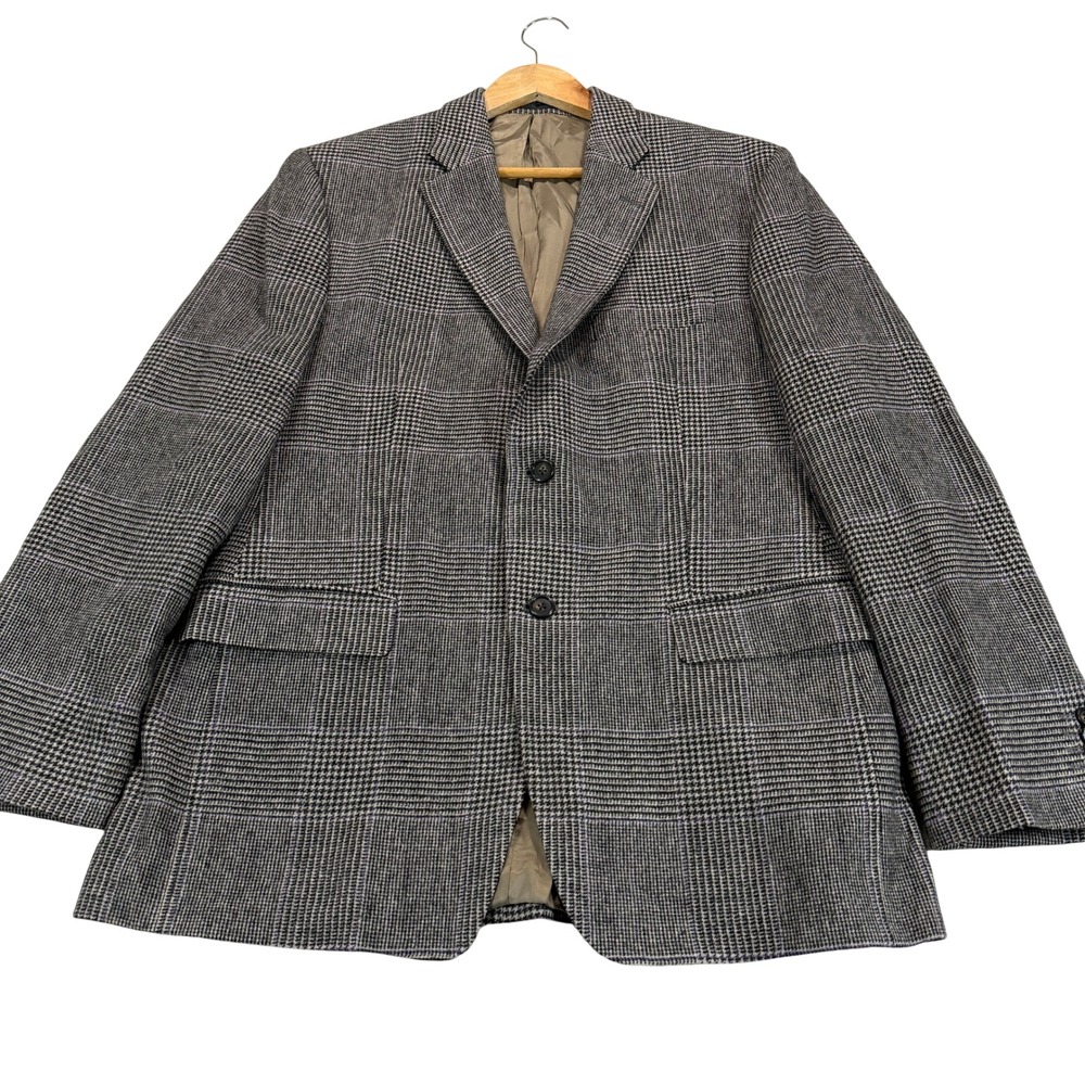 Lauren Ralph Lauren Mens 42R Wool Glen Plaid Blazer Sport Coat Beige Purple EUC